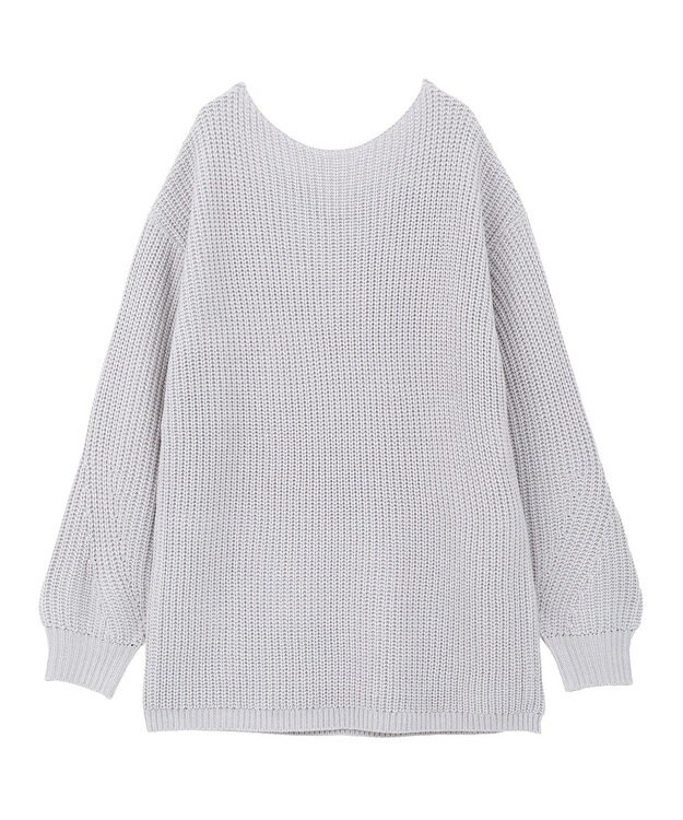 earth music&ecology 【毛玉防止 / 洗濯機洗い可】アンチピリングクロスネックルーズニット Gray