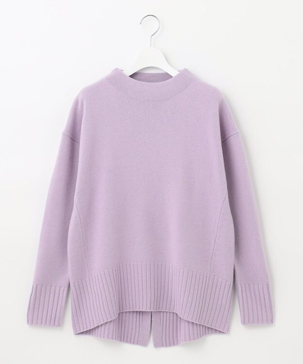 自由区 【洗える】ウールカシミヤブレンド オフネックプルオーバーニット ローズ系