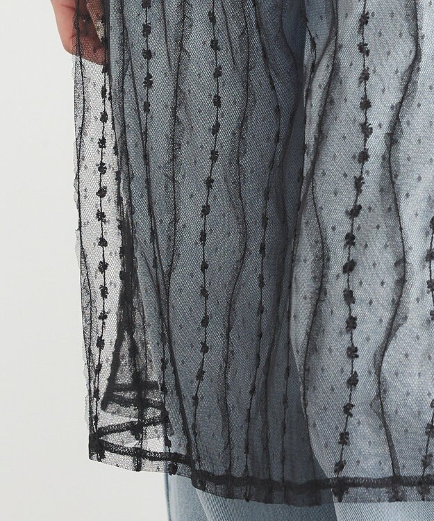 earth music&ecology ストライプレースレイヤードスカート Black