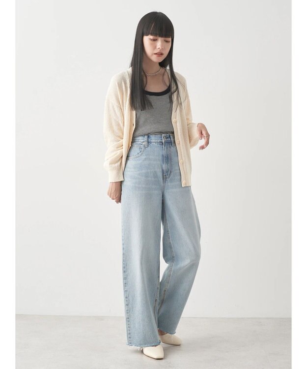 earth music&ecology ブークレＶネックカーディガン Ecru