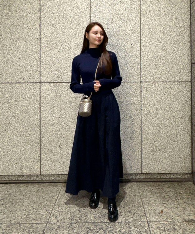 Green Parks AnriettMusee  リブニットドッキングワンピース Navy