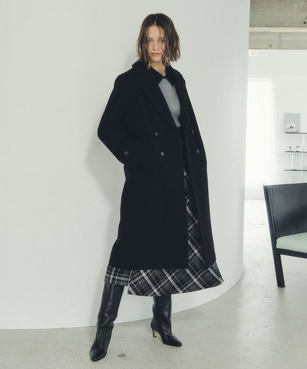 YECCA VECCA チェック柄アシメデザインスカート Black