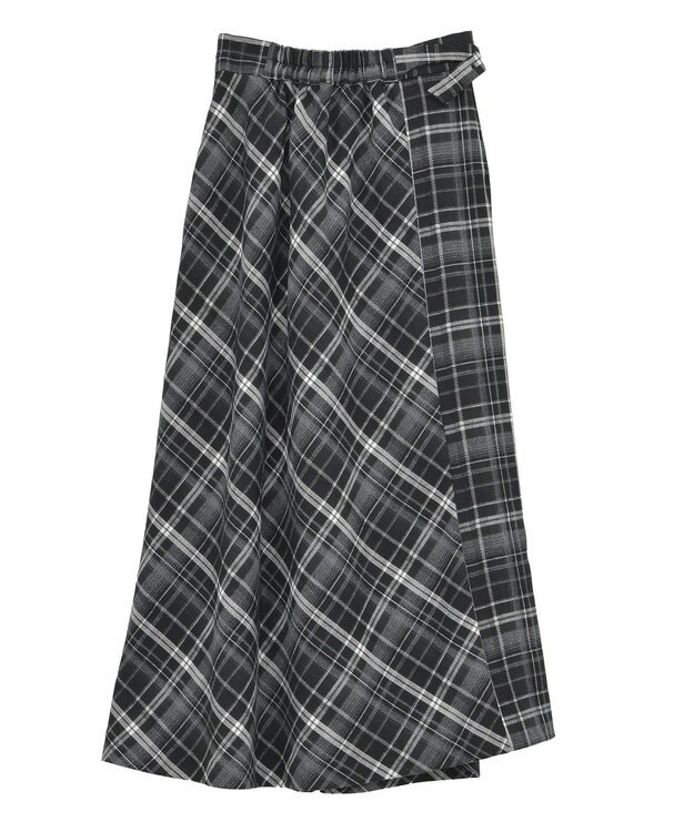 YECCA VECCA チェック柄アシメデザインスカート Black