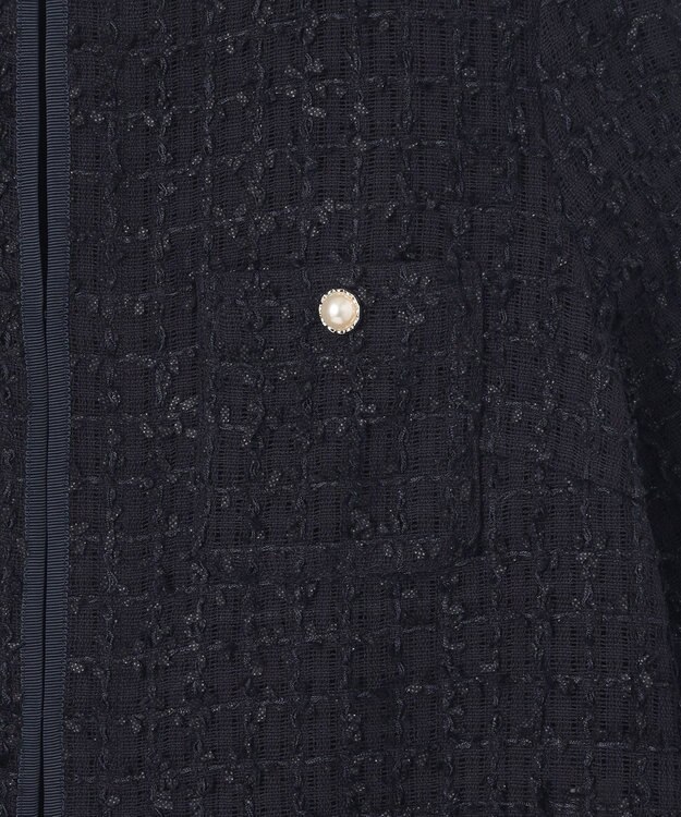 ANY SIS L リボンヤーンシアーツイード ジャケット ネイビー