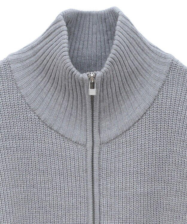 Green Parks ＺＩＰ付き畦ニットチュニック Gray Mixture