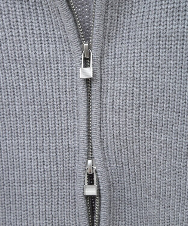 Green Parks ＺＩＰ付き畦ニットチュニック Gray Mixture