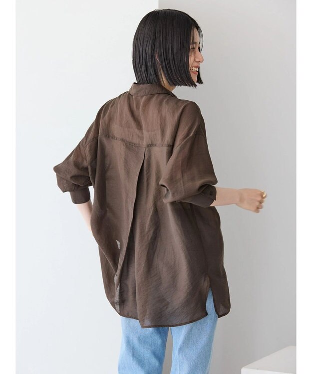 AMERICAN HOLIC シアーＣＯＯＬポケット付きルーズシャツ Brown