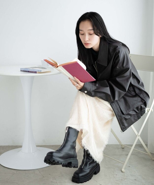 WEGO フロントZIPショートブーツ ブラック