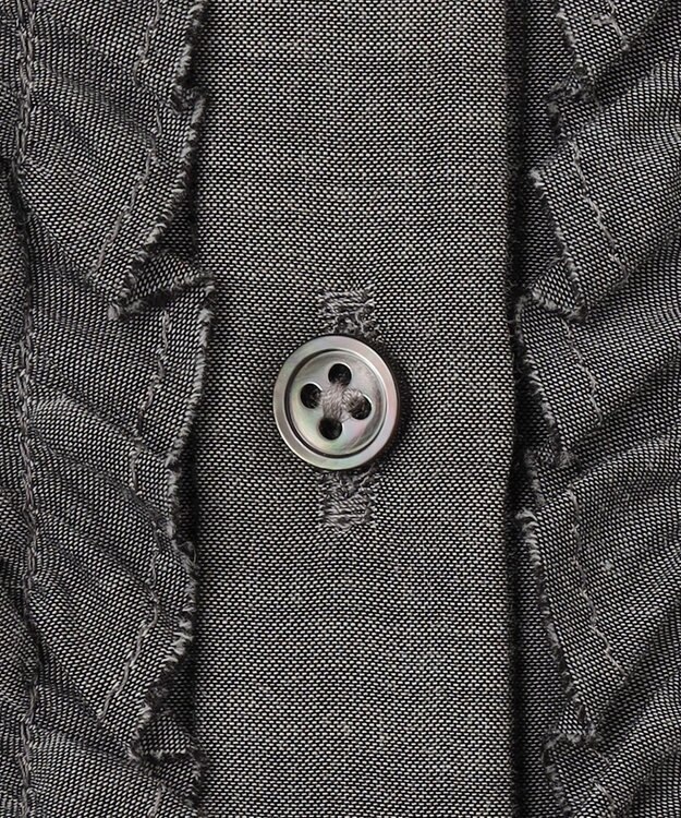 J.PRESS LADIES 【洗える・速乾・接触冷感】リライムライトローン フリル ブラウス グレーシャンブレー系