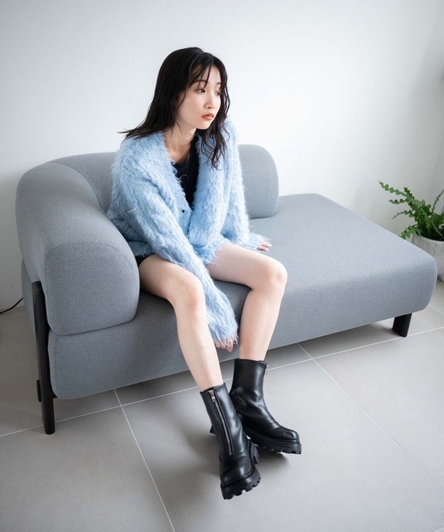 WEGO フロントZIPショートブーツ ブラック