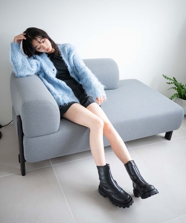 WEGO フロントZIPショートブーツ ブラック