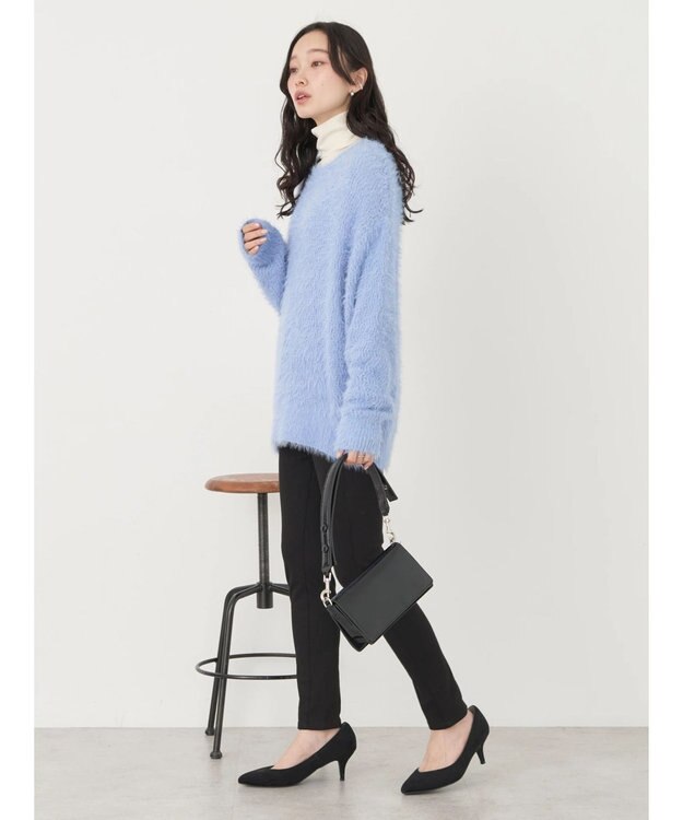 earth music&ecology ゆるモヘアライクレースニット Blue