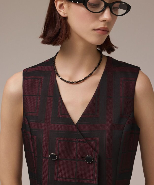 GRACE CONTINENTAL シャドーチェックワンピース ボルドー