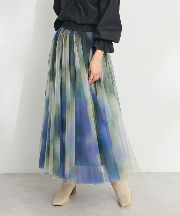 CRAFT STANDARD BOUTIQUE アート柄プリントチュールスカート Purple