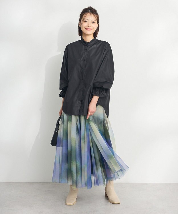 CRAFT STANDARD BOUTIQUE アート柄プリントチュールスカート Purple