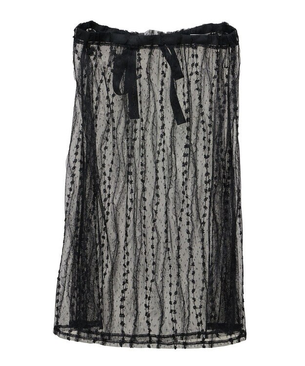 earth music&ecology ストライプレースレイヤードスカート Black