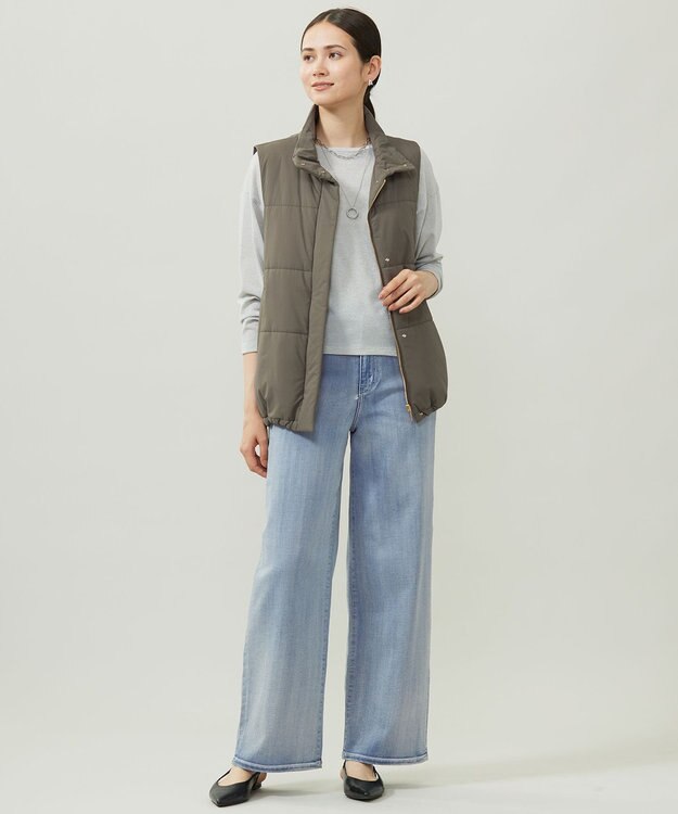 自由区 【洗える】ウスカルデニム ワイドパンツ ライトインディゴ