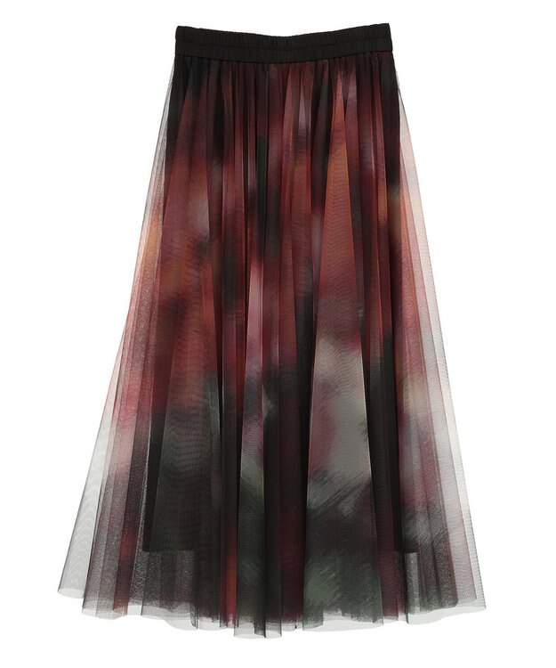 CRAFT STANDARD BOUTIQUE アート柄プリントチュールスカート Dark Pink