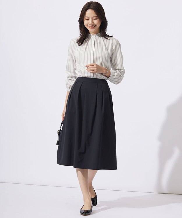 J.PRESS LADIES 【洗える】RENU ソフトタイプライター スカート ネイビー系