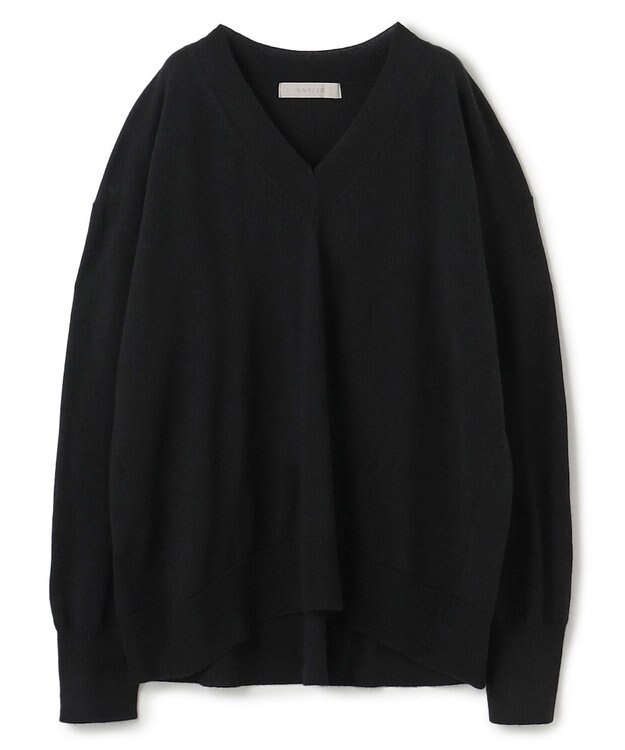 UNFILO ハイゲージウール Ｖネック ブラック
