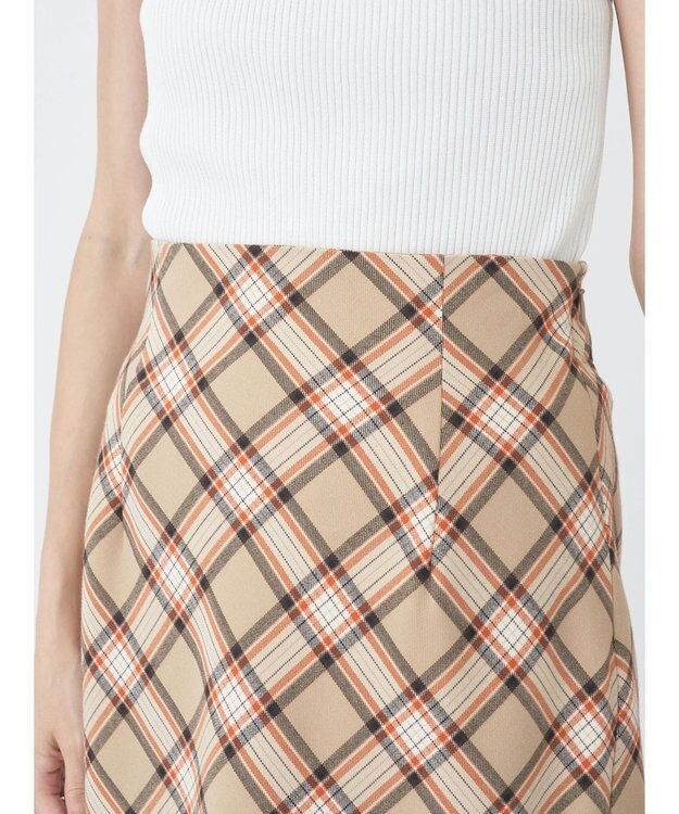 earth music&ecology チェック柄ナロースカート Beige