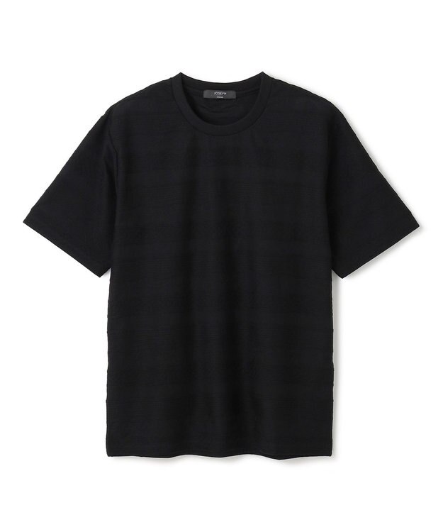 JOSEPH HOMME 新柄【ストレッチ/洗える】ジャガードボーダー　クルーネックTシャツ ブラック系