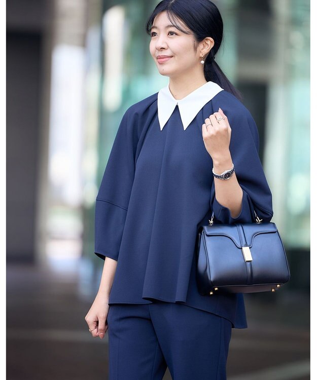 UNFILO BEAUTY MOVE 2WAYブラウス ネイビー