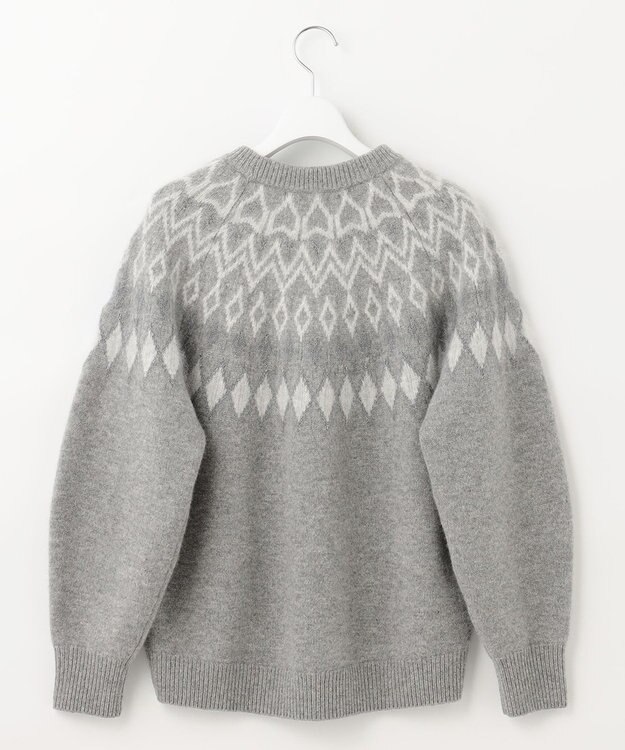 自由区 L フェアアイル クルーネックニット ライトグレー系