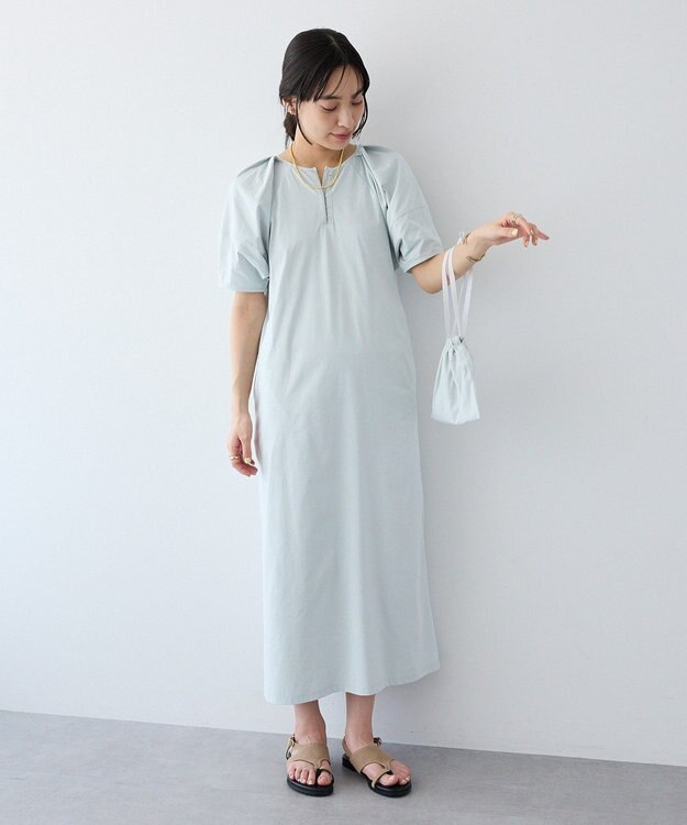 CRAFT STANDARD BOUTIQUE ポーチ付きバルーンスリーブワンピース Light Blue