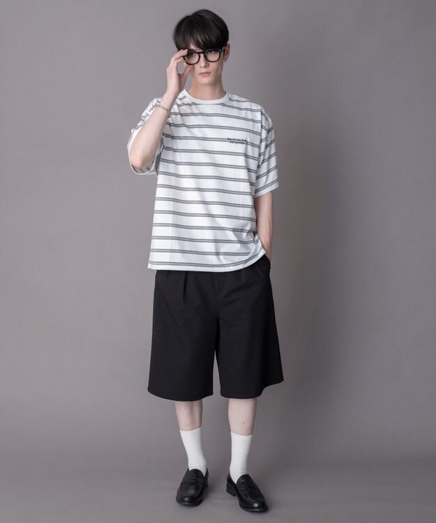 WEGO 【機能T】接触冷感マルチボーダーT（SS） ホワイト