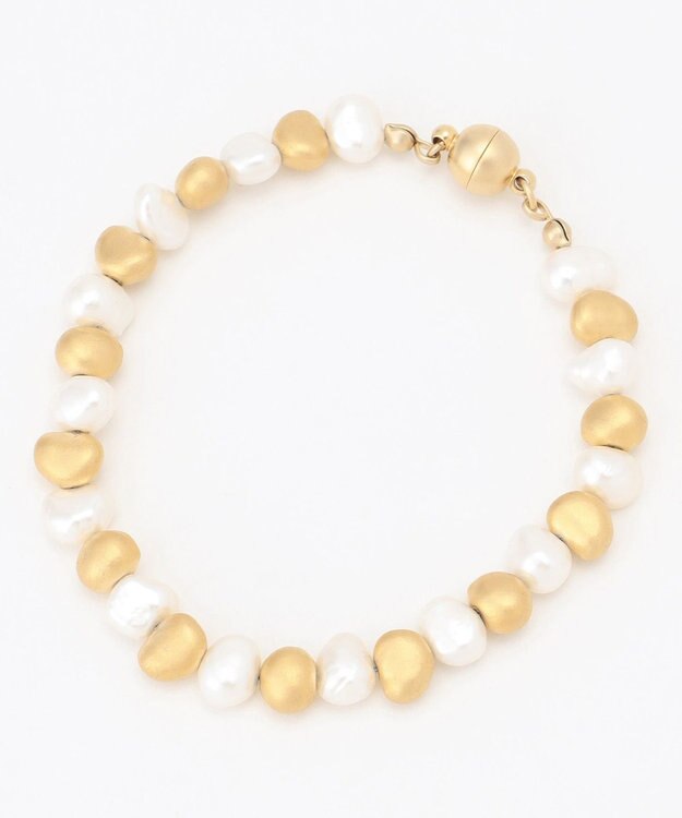 自由区 淡水パール3WAY ネックレス マットゴールド