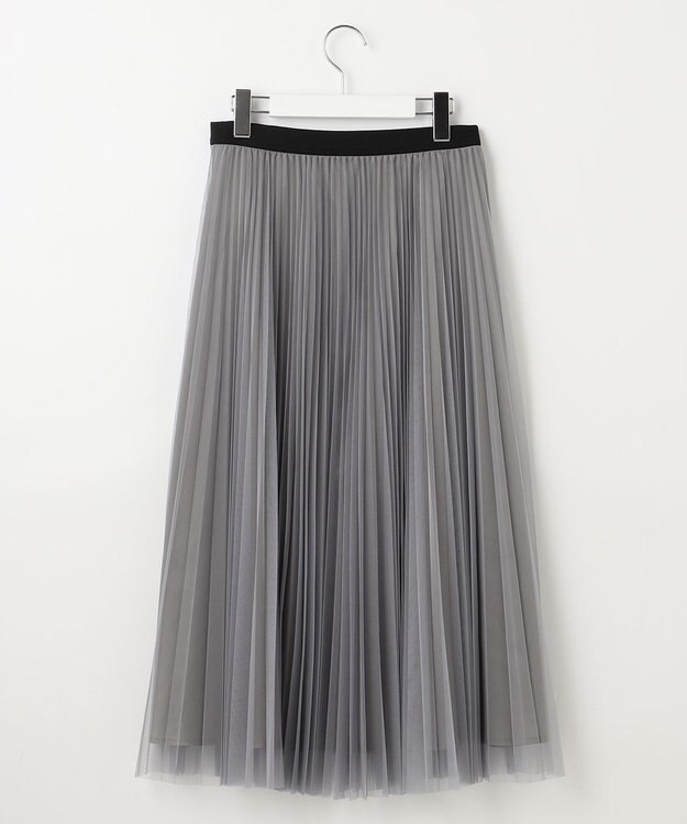 J.PRESS LADIES L 【WEB限定カラーあり・洗える】ハイゲージチュール プリーツ スカート ライトグレー系