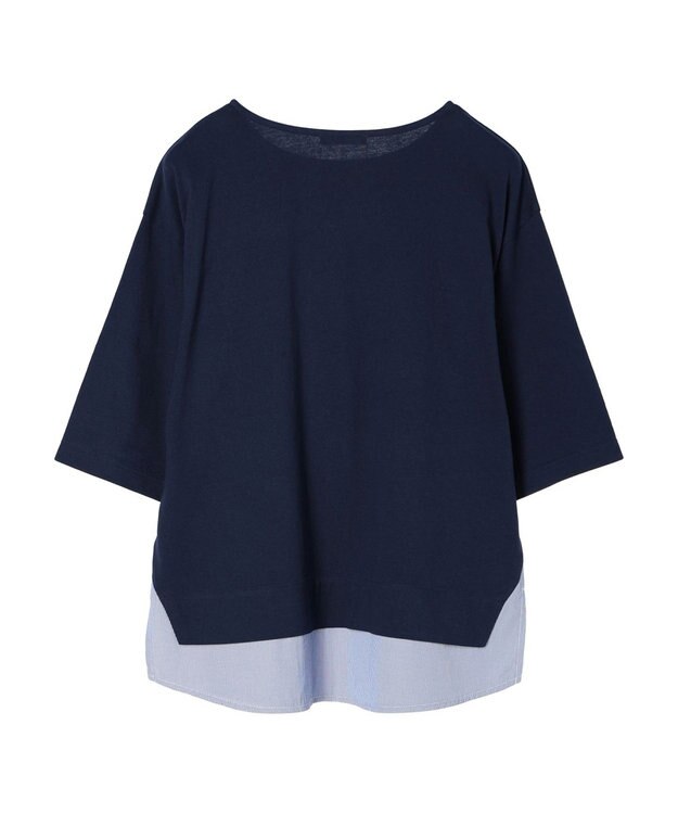 Green Parks 裾ドッキングレイヤー風７分袖プルオーバー Navy