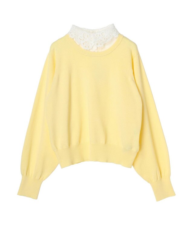 earth music&ecology 襟付きニットプルオーバー Light Yellow