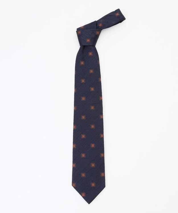 JOSEPH ABBOUD 【イタリア素材・日本縫製】ヘリンボーンスクエアジャカード ネクタイ ダークグリーン系7