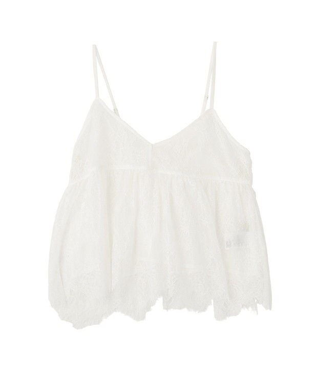 earth music&ecology フリンジレースバックリボンキャミ Off White