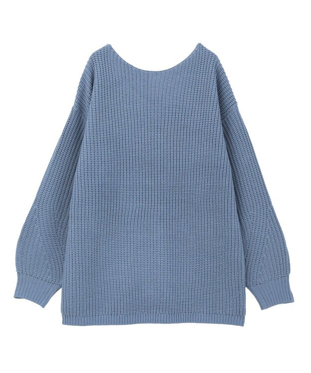 earth music&ecology 【毛玉防止 / 洗濯機洗い可】アンチピリングクロスネックルーズニット Sax