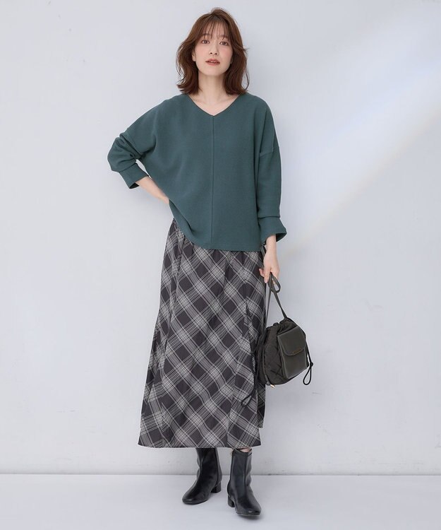 ANY 【洗濯機可能】フレアマチスカート ブラックベースチェック