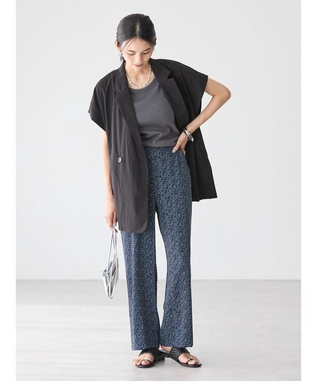 AMERICAN HOLIC イージーケア＋接触冷感プリントリラックスパンツ Navy