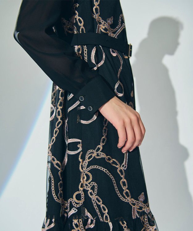 GRACE CONTINENTAL チェーン刺繍ワンピース ブラック