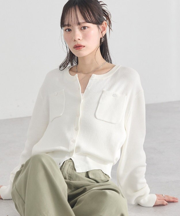 earth music&ecology ダブルポケットカーディガン Ivory