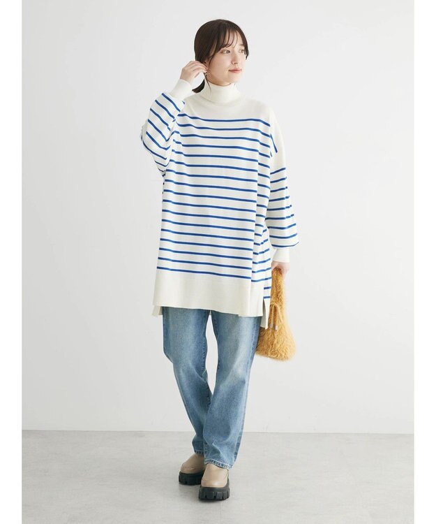 Green Parks もちやわ　タートルニットチュニック Border