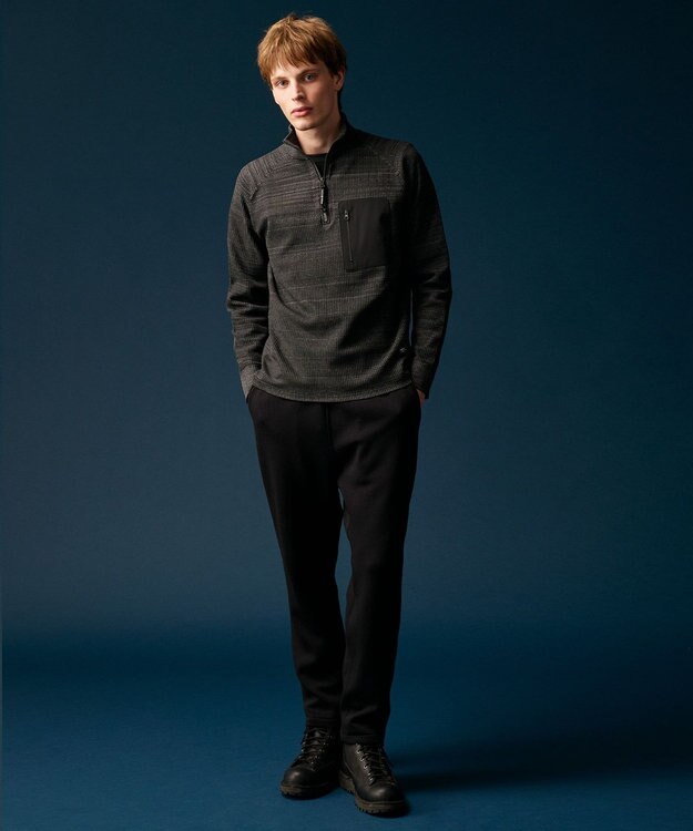 JOSEPH ABBOUD MOUNTAIN 【軽さ/ストレッチ】ホールガーメント3Dニット トスタンドZIPプルオーバー グレー系