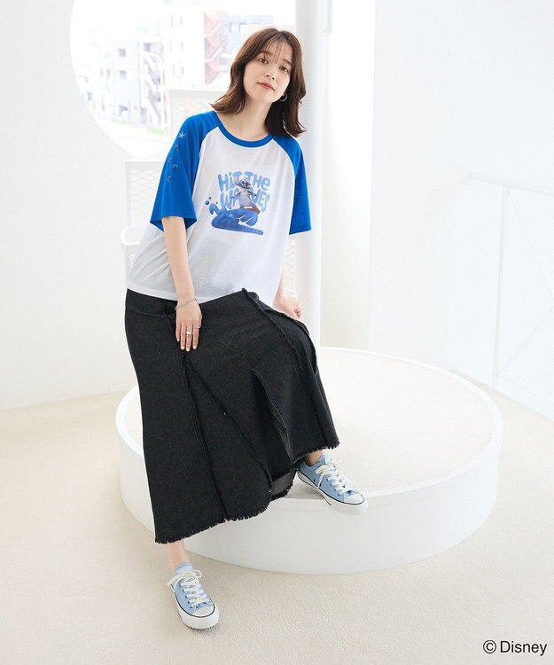 Green Parks スティッチ／シアー半袖ラグランＴシャツ Blue