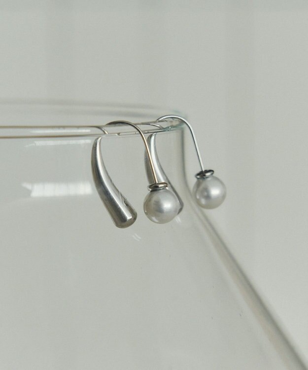 YECCA VECCA 【2WAY】ステンレスパールキャッチピアス Silver