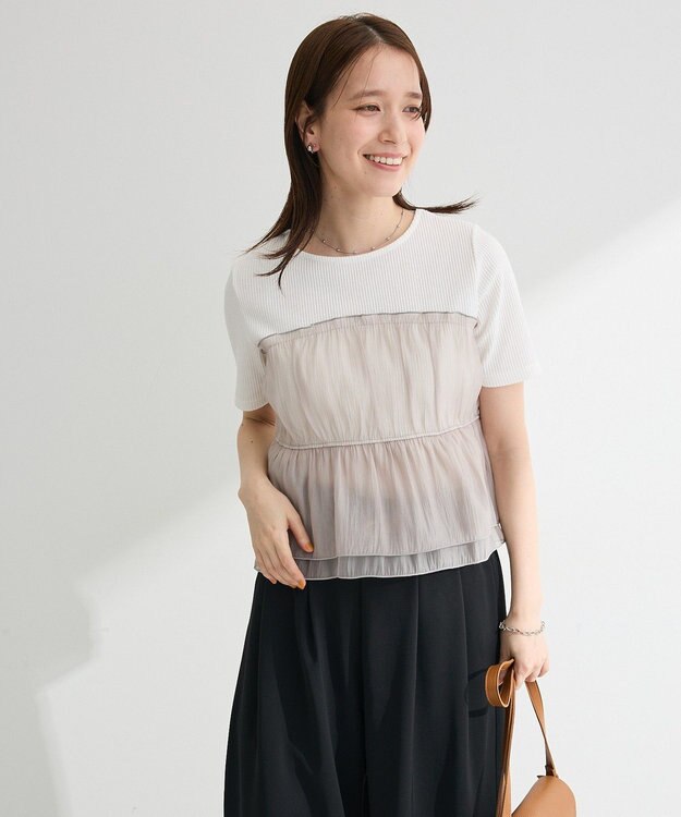 Green Parks オーガンジービスチェドッキング半袖プルオーハ Gray