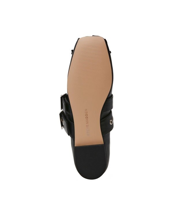 STEVE MADDEN CEARA バレエダブルストラップフラットシューズ ブラックレザー