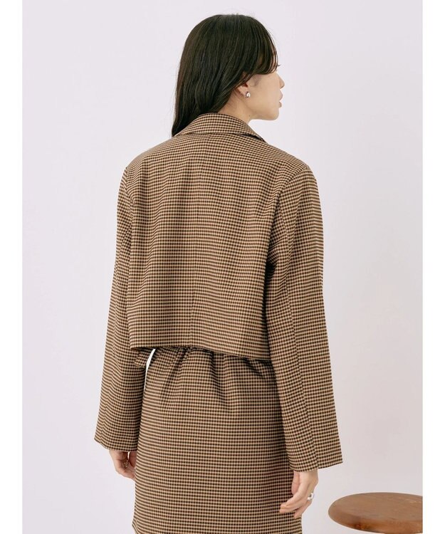 earth music&ecology チェックショートジャケット Brown