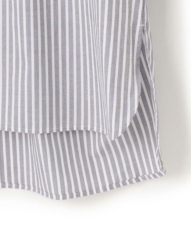 J.PRESS YORK STREET 【WOMEN】バックボタン ストライプブラウス ライトグレー系1