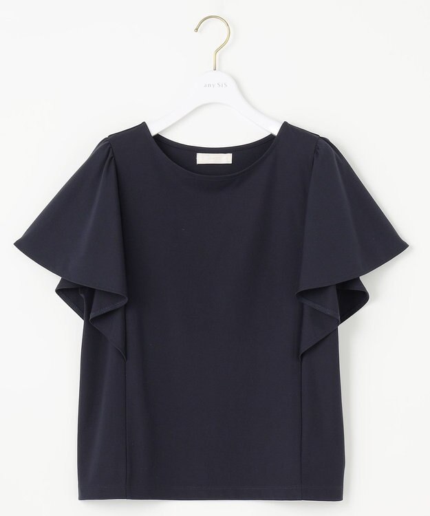 ANY SIS 【洗える】フリルスリーブ カットソー ネイビー